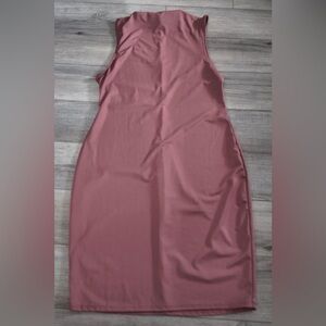 Elegant Mauve/ Dusty Rose Bodycon Midi Dress - Sleeveless Size L